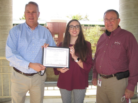 Pictured L to R:  John Moore, CAVS-E Lean Certificate Training Instructor; Emily Wall, CAVS-E Research Engineer; Glenn Dennis, CAVS-E Director